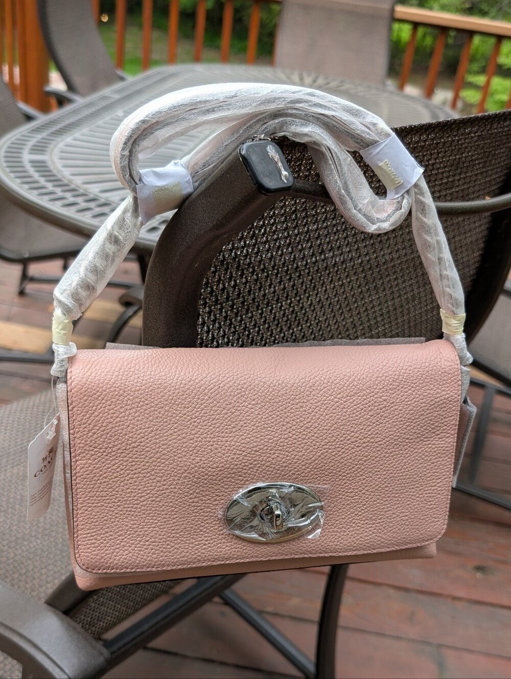 NWT Coach CROSSTOWN TURNLOCK FLAP Pebbled Leather CROSSBODY Bag in Blush-$195 - Picture 5 of 16